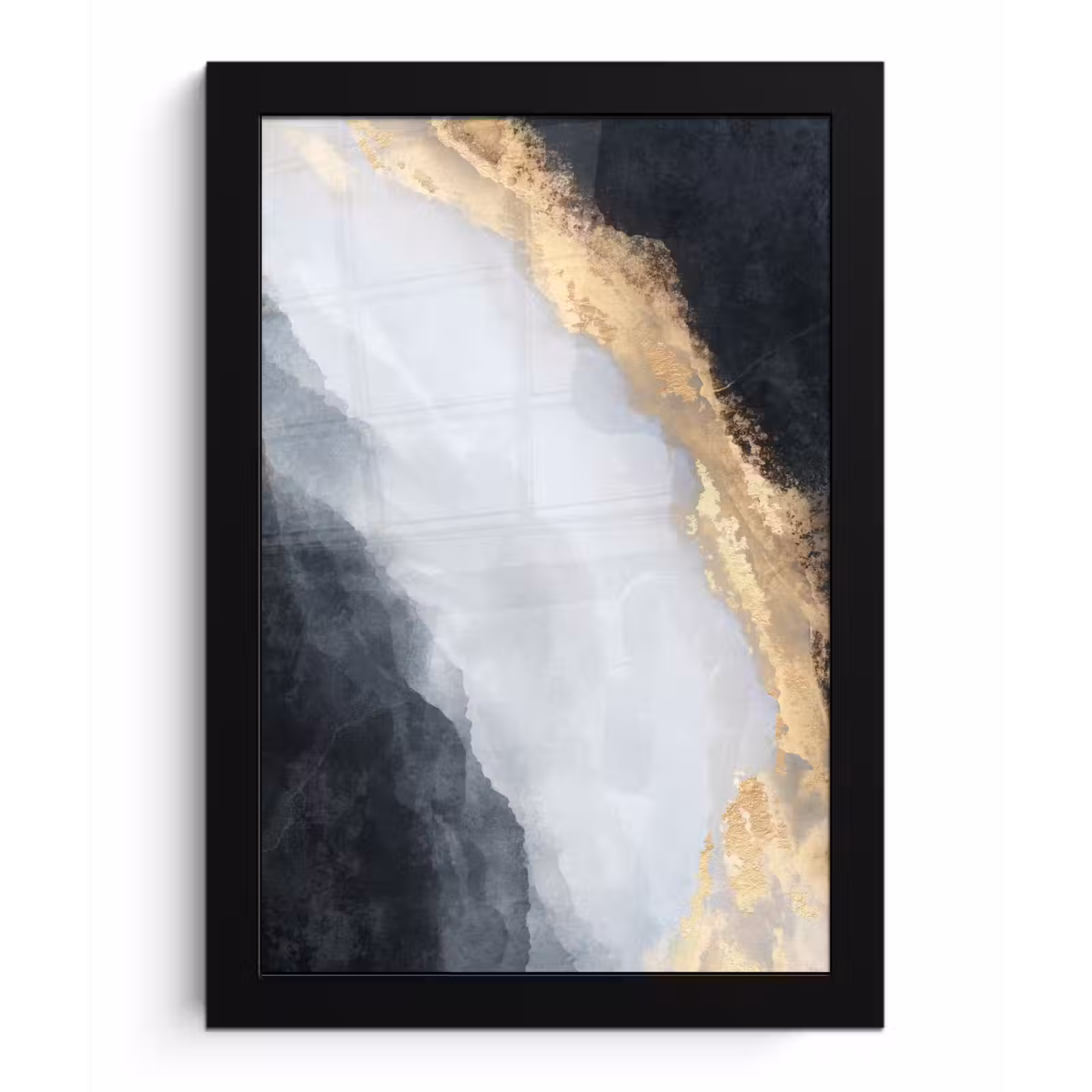 Poster met lijst - Abstract - Verf - Goud - Zwart - Marmer — 1