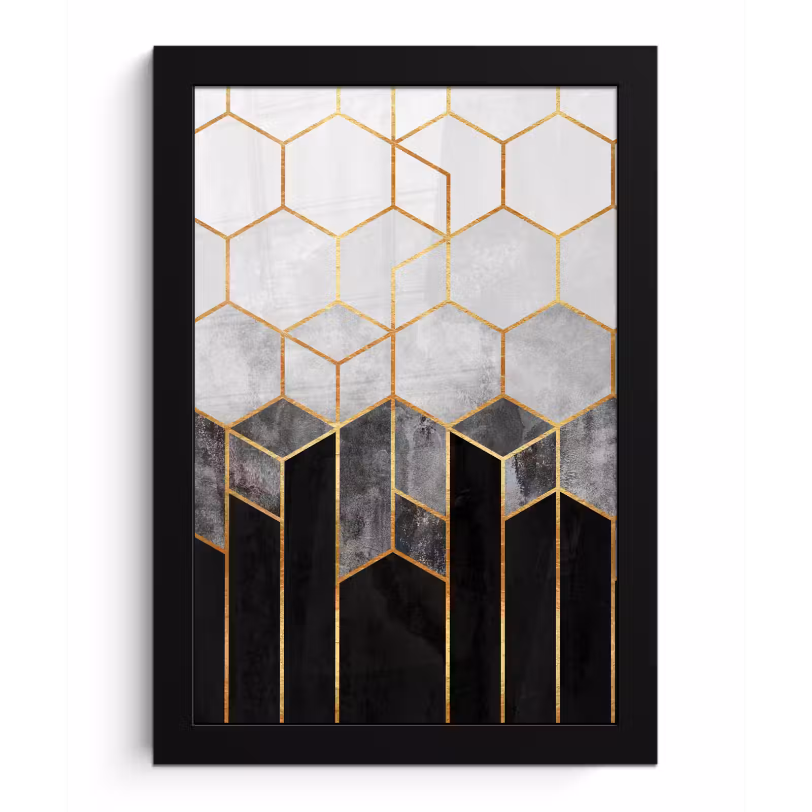 Poster met lijst - Goud - Hexagon - Chic - Patronen - Luxe — 1