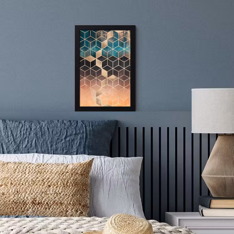 Poster met lijst - Abstract - Kubus - Goud - Patronen - Luxe — 3