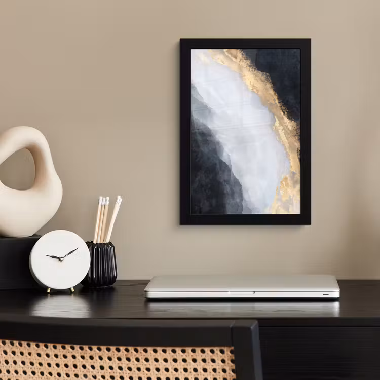 Poster met lijst - Abstract - Verf - Goud - Zwart - Marmer — 2