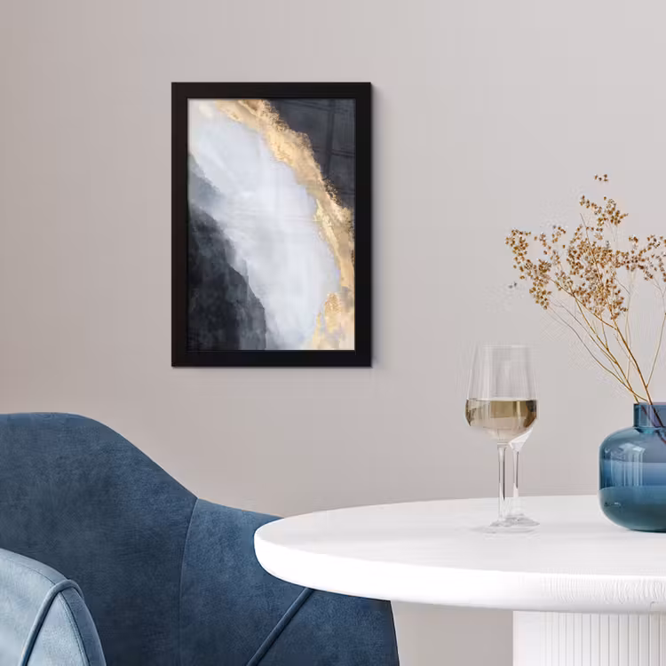 Poster met lijst - Abstract - Verf - Goud - Zwart - Marmer — 4