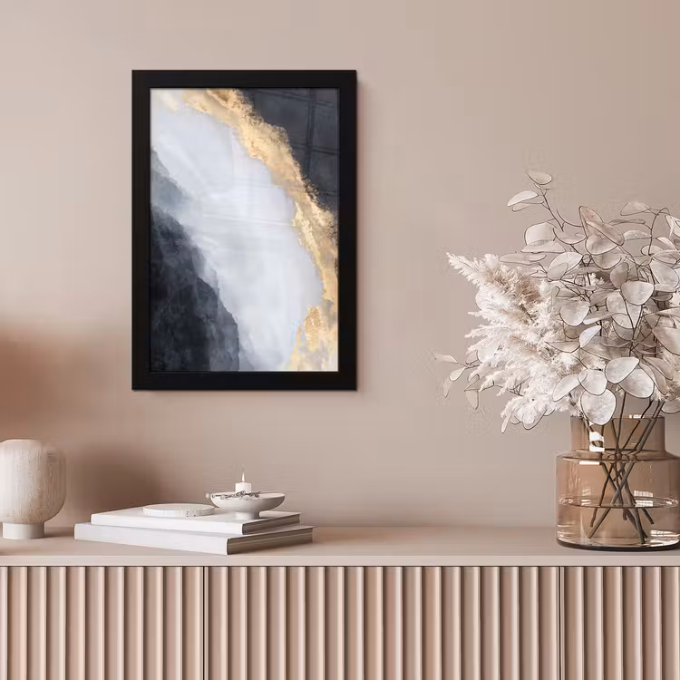Poster met lijst - Abstract - Verf - Goud - Zwart - Marmer — 5