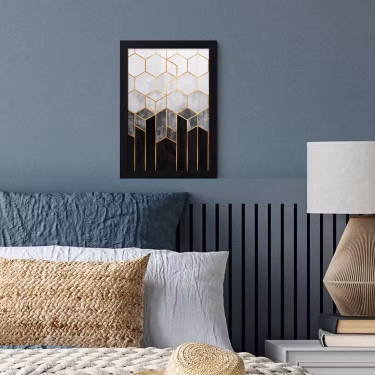Poster met lijst - Goud - Hexagon - Chic - Patronen - Luxe — 3