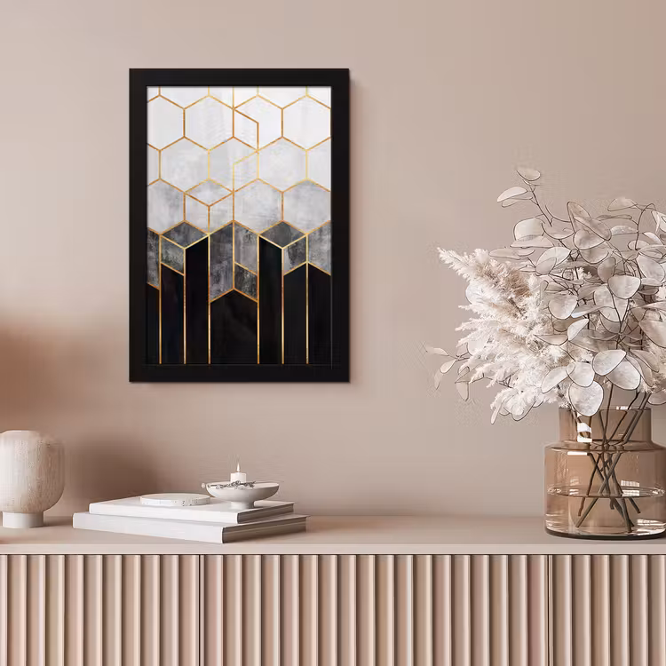 Poster met lijst - Goud - Hexagon - Chic - Patronen - Luxe — 5