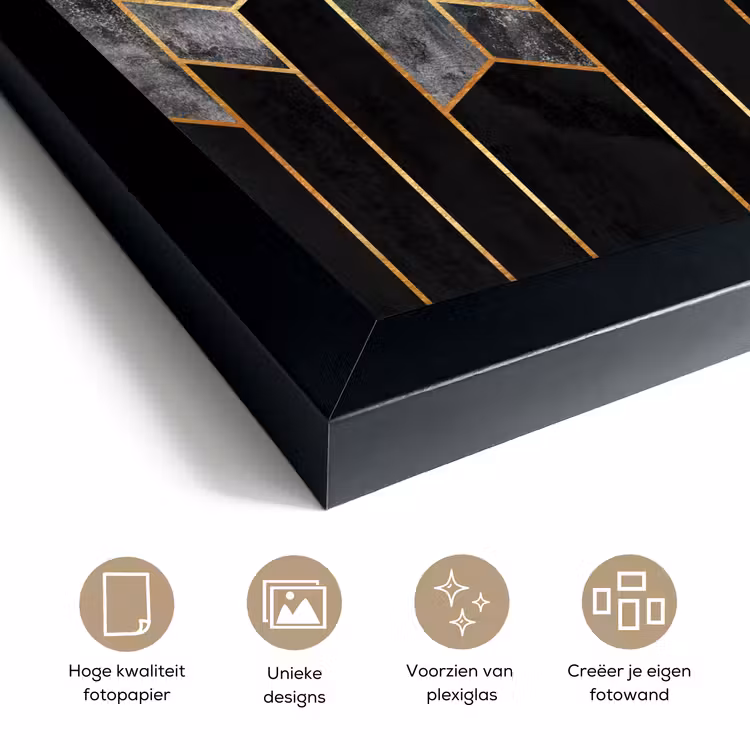 Poster met lijst - Goud - Hexagon - Chic - Patronen - Luxe — 6