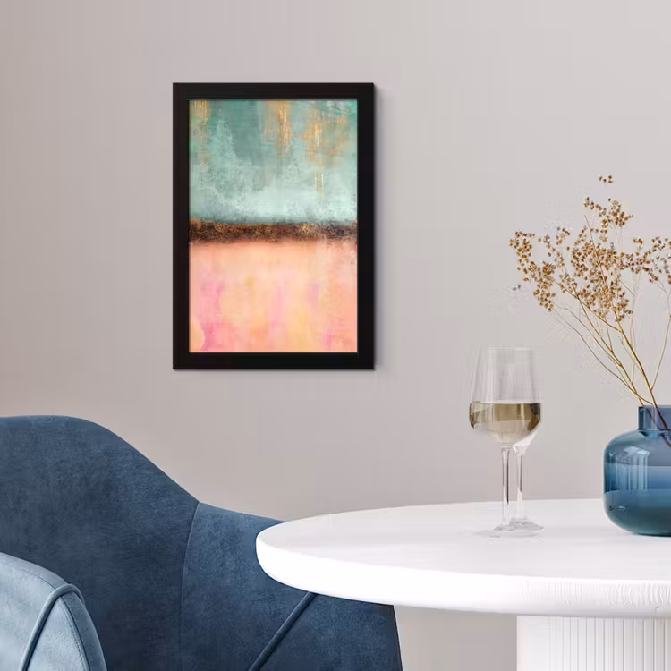 Poster met lijst - Goud - Verf - Abstract - Groen - Roze — 4