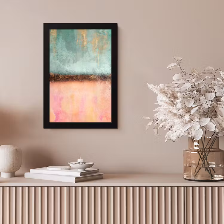 Poster met lijst - Goud - Verf - Abstract - Groen - Roze — 5