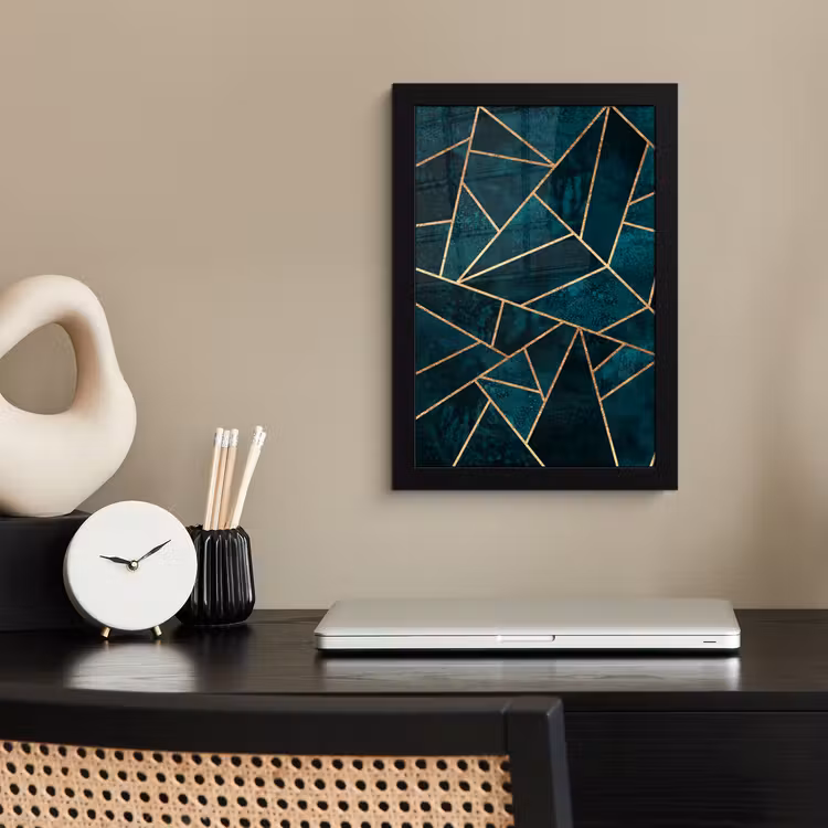 Poster met lijst - Stenen - Goud - Luxe - Patronen - Abstract — 2