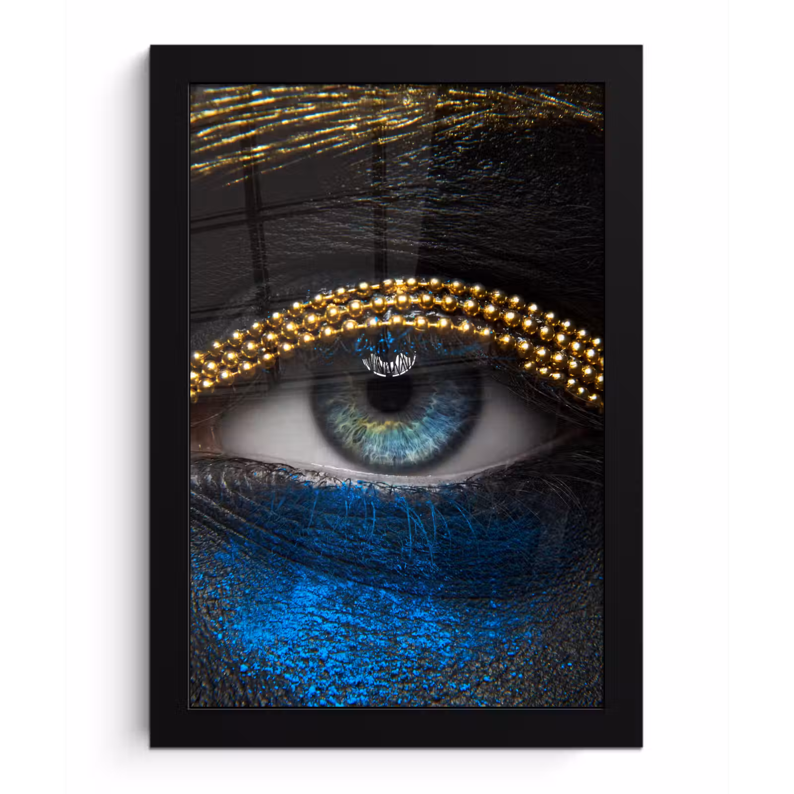 Poster met lijst - Vrouw - Ogen - Make up - Luxe - Goud — 1