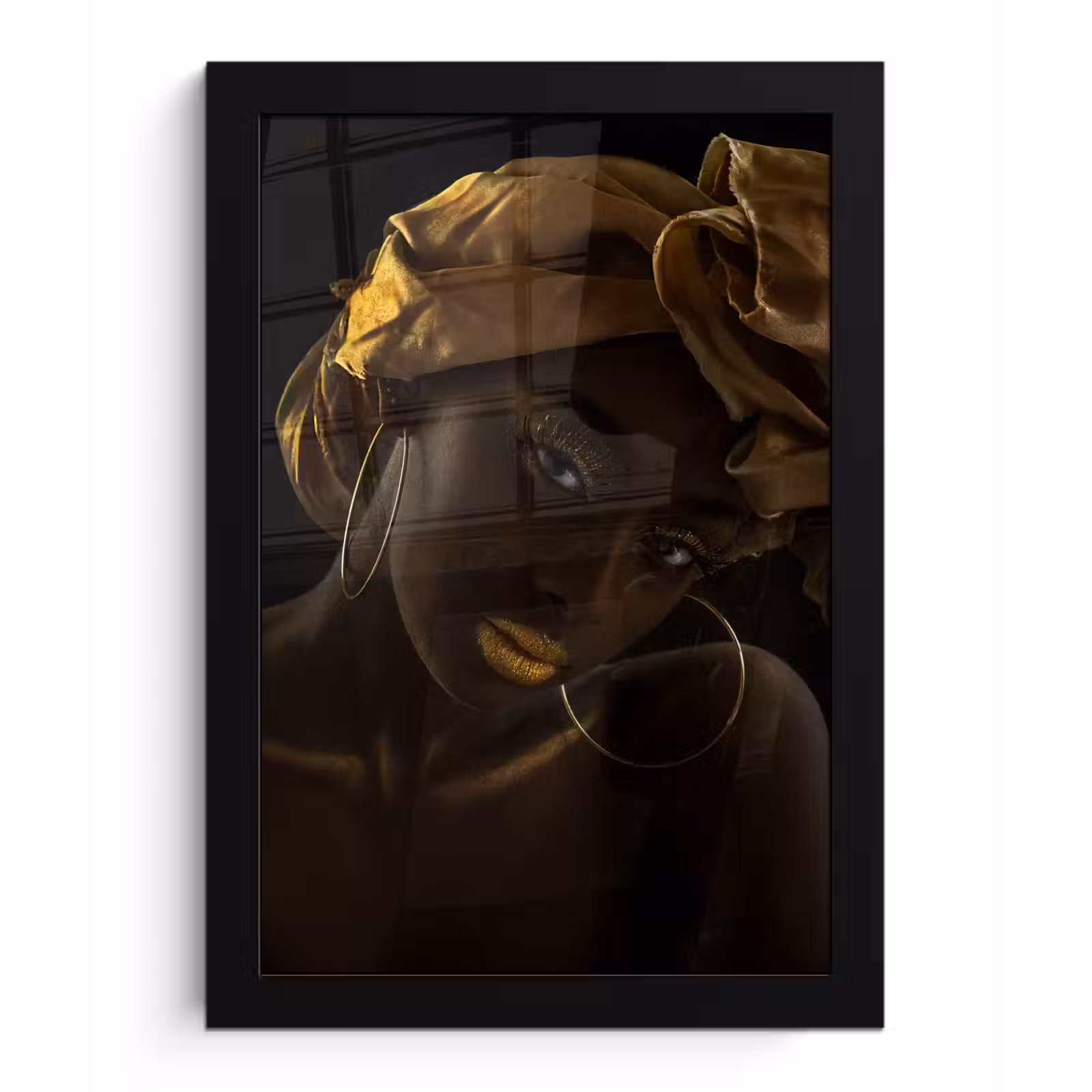 Poster met lijst - Vrouwen - Hoofddoek - Goud - Luxe — 1