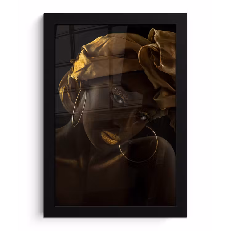 Poster met lijst - Vrouwen - Hoofddoek - Goud - Luxe — 1