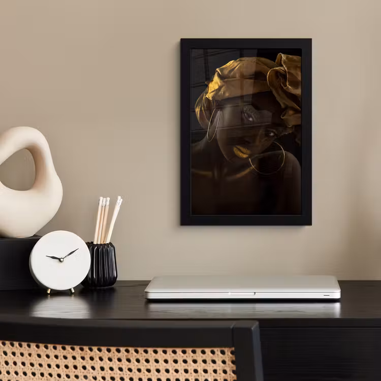 Poster met lijst - Vrouwen - Hoofddoek - Goud - Luxe — 2