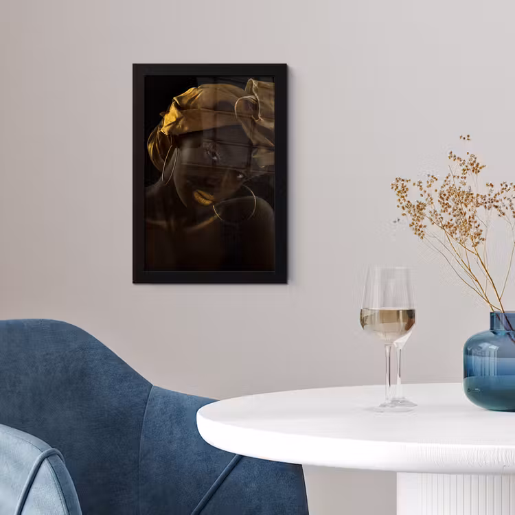 Poster met lijst - Vrouwen - Hoofddoek - Goud - Luxe — 4
