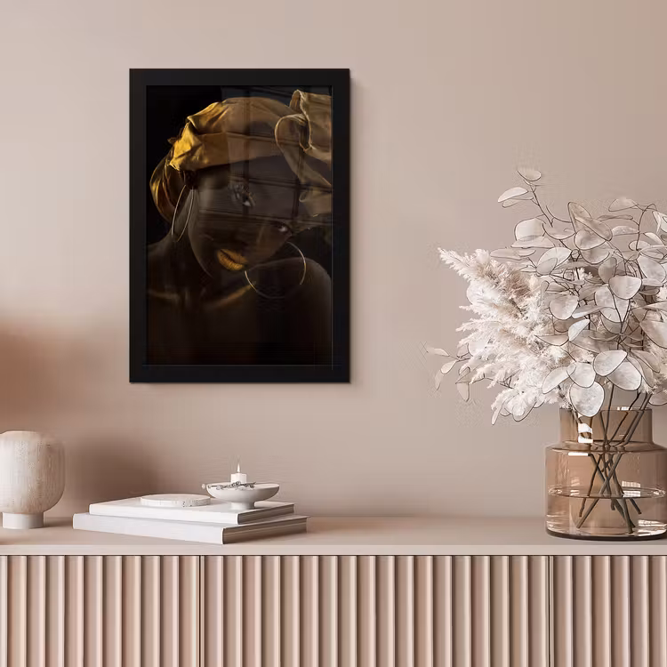 Poster met lijst - Vrouwen - Hoofddoek - Goud - Luxe — 5