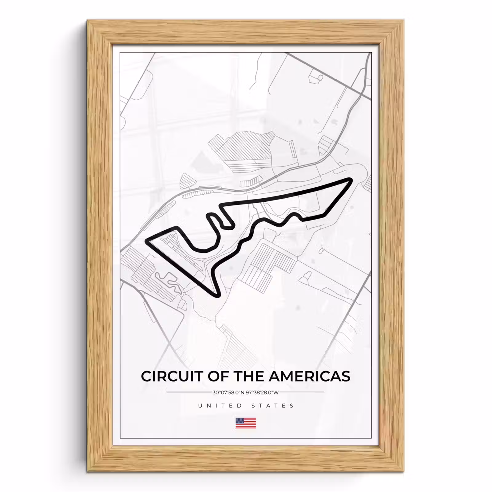 Poster met lijst - Amerika - Racebaan - Formule 1 - Circuit of the Americas - Racing - Wit — 1