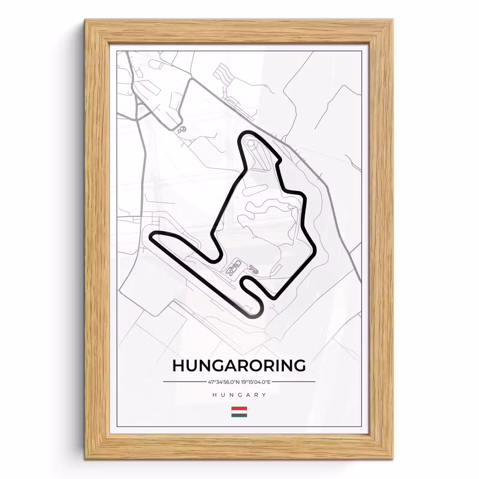 Poster met lijst - F1 - Hongarije - Auto - Racebaan - Hungaroring - Wit — 1