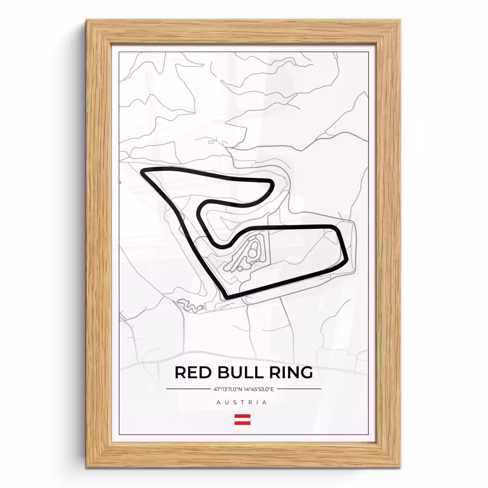 Poster met lijst - F1 - Racebaan - Red Bull Ring - Oostenrijk - Circuit - Wit — 1