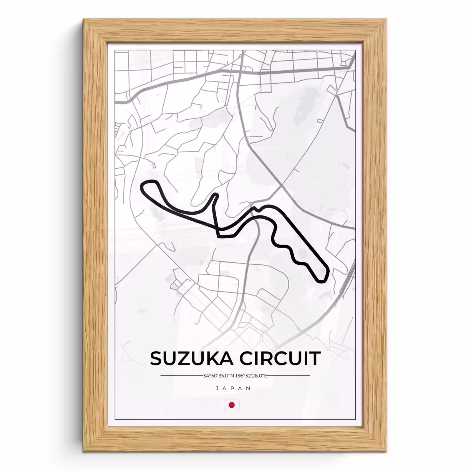 Poster met lijst - F1 - Racing - Japan - Suzuka Circuit - Racebaan - Wit — 1
