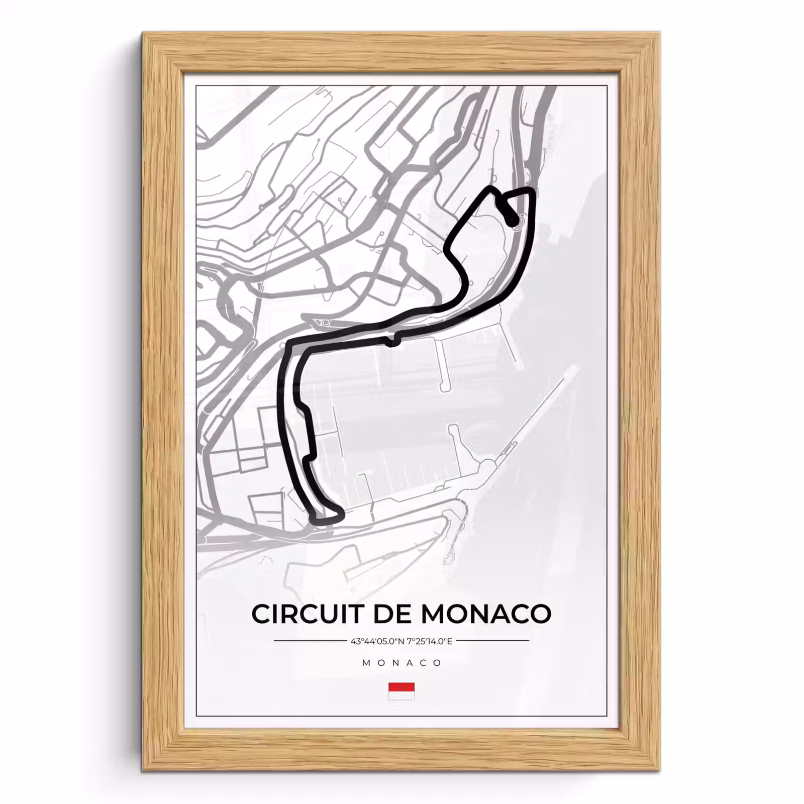 Poster met lijst - Monaco - Formule 1 - Circuit de Monaco - Racebaan - Circuit - Wit — 1