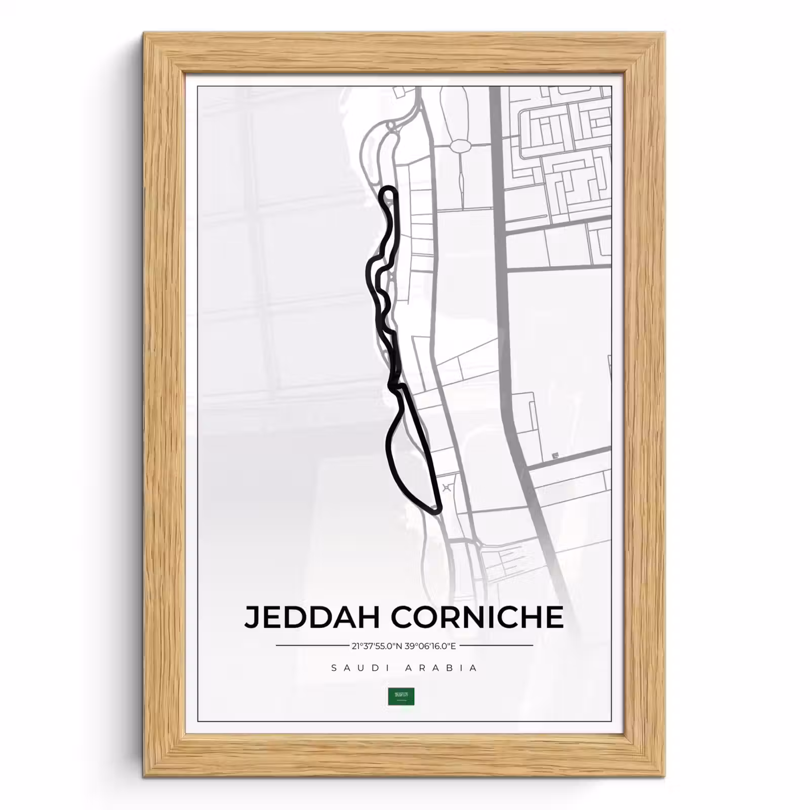 Poster met lijst - Racebaan - Sport - Saudi Arabië - Formule 1 - Jeddah Corniche Circuit - Wit — 1