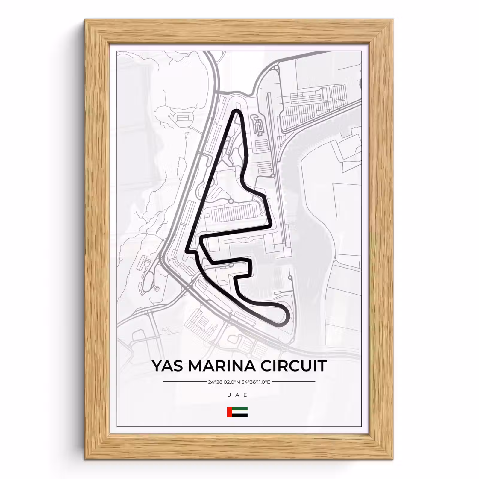 Poster met lijst - Racebaan - Yas Marina Circuit - Circuit - F1 - Abu Dhabi - Wit — 1