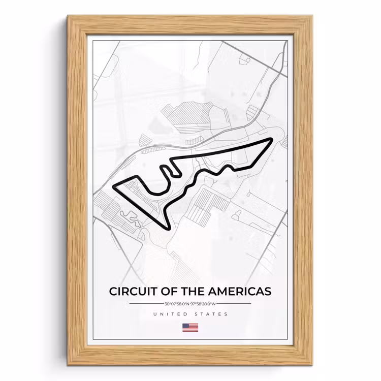 Poster met lijst - Amerika - Racebaan - Formule 1 - Circuit of the Americas - Racing - Wit — 1