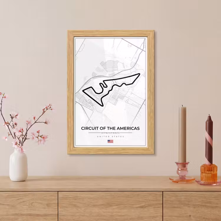 Poster met lijst - Amerika - Racebaan - Formule 1 - Circuit of the Americas - Racing - Wit — 5
