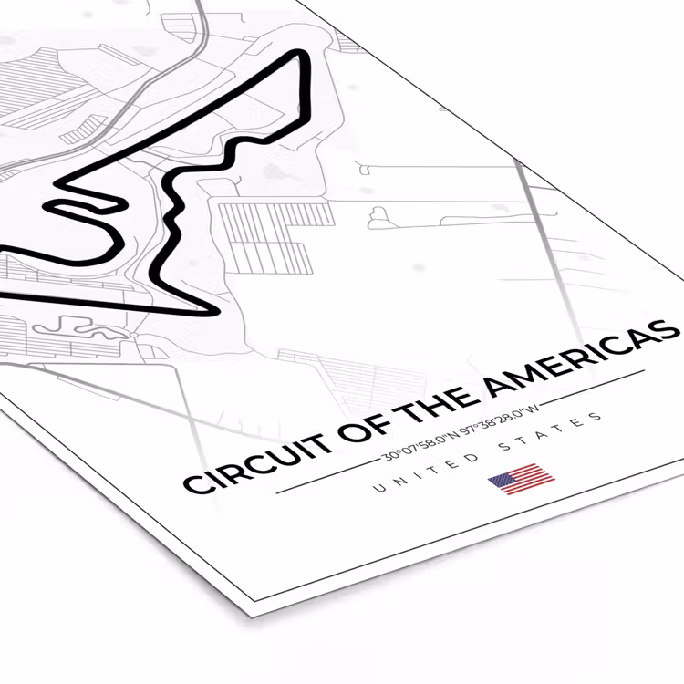 Poster met lijst - Amerika - Racebaan - Formule 1 - Circuit of the Americas - Racing - Wit — 7