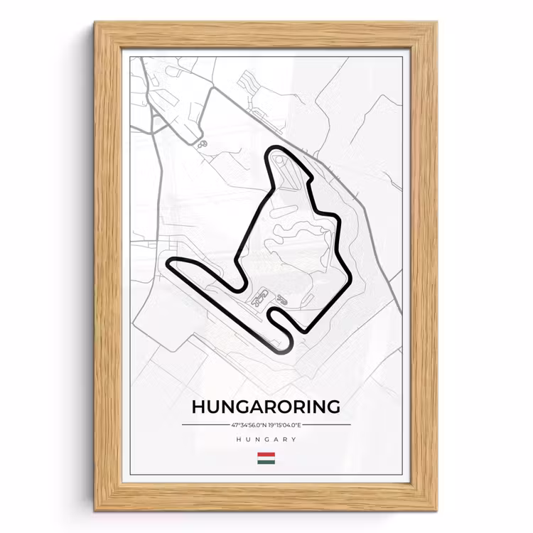 Poster met lijst - F1 - Hongarije - Auto - Racebaan - Hungaroring - Wit — 1