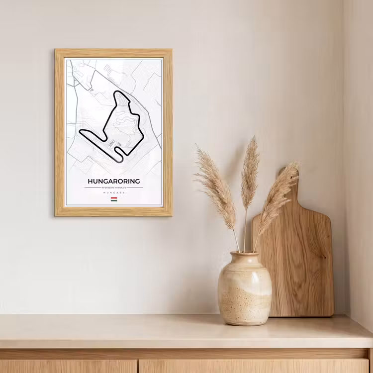 Poster met lijst - F1 - Hongarije - Auto - Racebaan - Hungaroring - Wit — 3