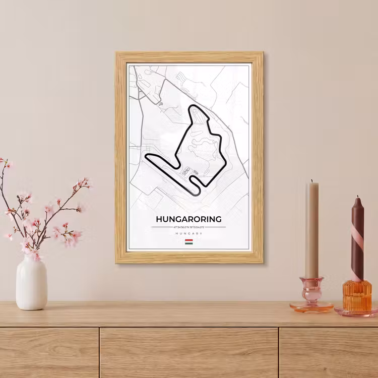 Poster met lijst - F1 - Hongarije - Auto - Racebaan - Hungaroring - Wit — 5