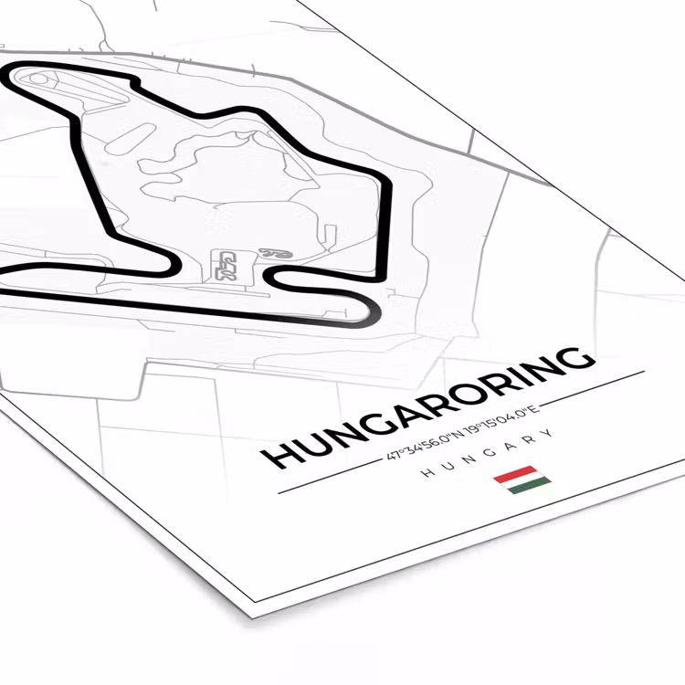 Poster met lijst - F1 - Hongarije - Auto - Racebaan - Hungaroring - Wit — 7