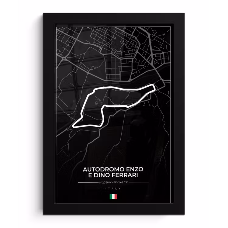 Poster met lijst - F1 - Racebaan - Italië - Zwart - Autodromo Enzo e Dino Ferrari - Zwart — 1