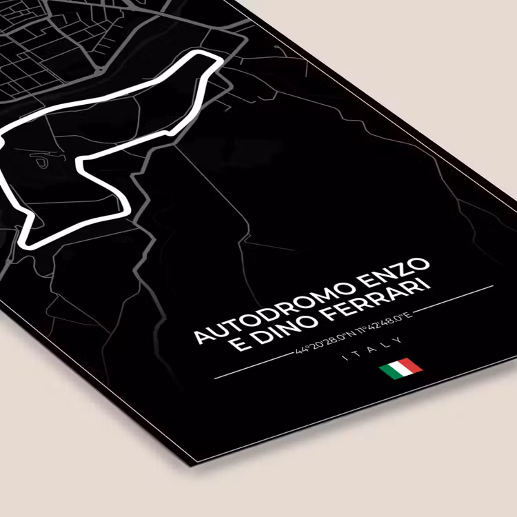 Poster met lijst - F1 - Racebaan - Italië - Zwart - Autodromo Enzo e Dino Ferrari - Zwart — 7