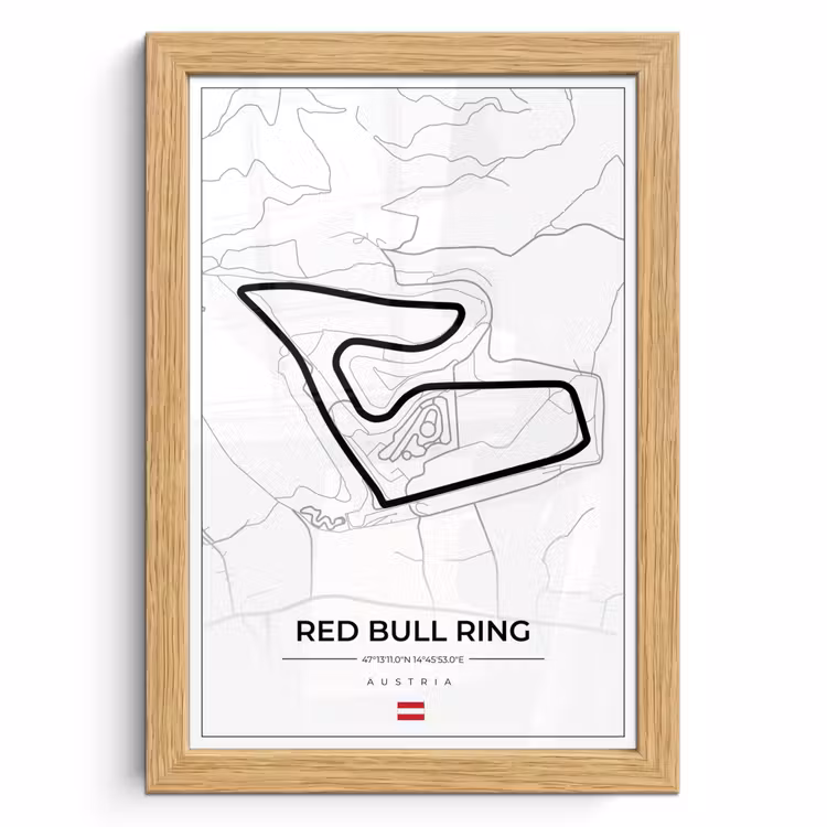 Poster met lijst - F1 - Racebaan - Red Bull Ring - Oostenrijk - Circuit - Wit — 1