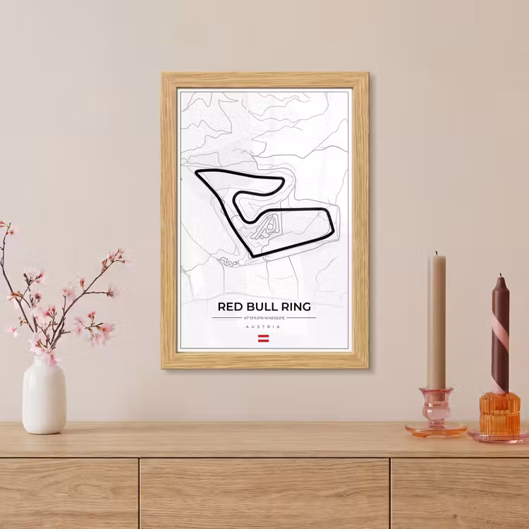 Poster met lijst - F1 - Racebaan - Red Bull Ring - Oostenrijk - Circuit - Wit — 5