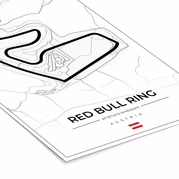 Poster met lijst - F1 - Racebaan - Red Bull Ring - Oostenrijk - Circuit - Wit — 7