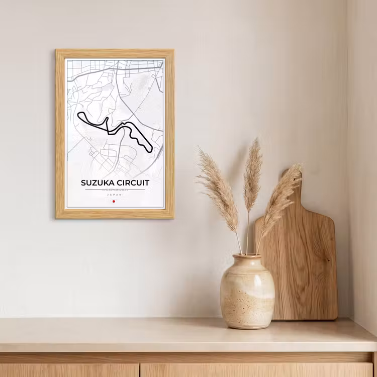 Poster met lijst - F1 - Racing - Japan - Suzuka Circuit - Racebaan - Wit — 3