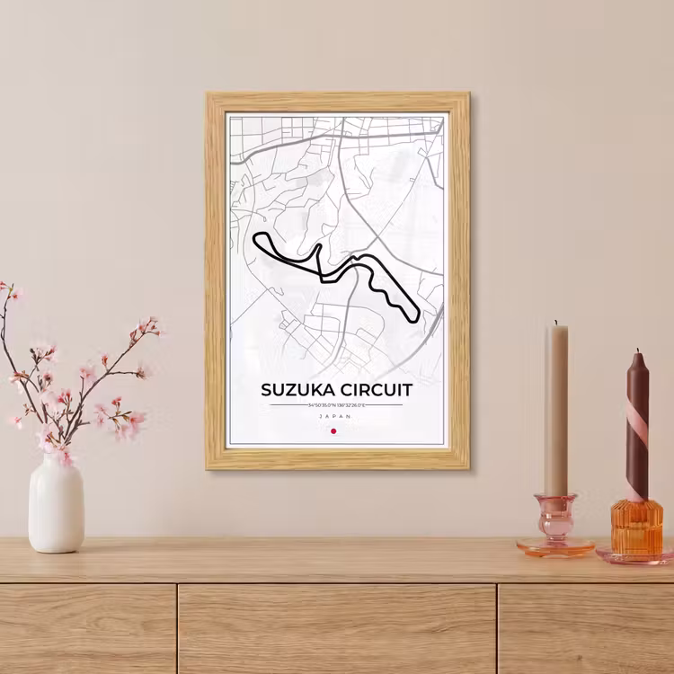 Poster met lijst - F1 - Racing - Japan - Suzuka Circuit - Racebaan - Wit — 5