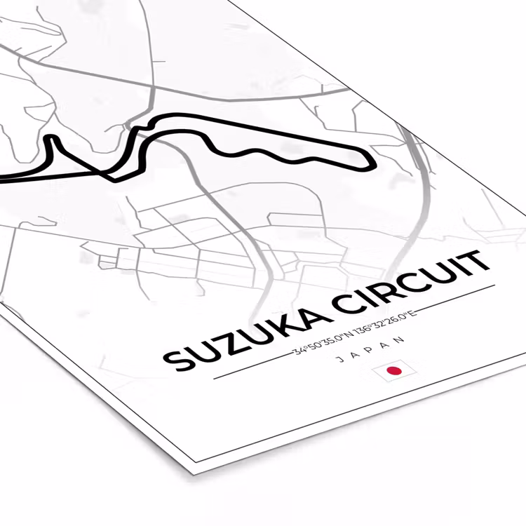 Poster met lijst - F1 - Racing - Japan - Suzuka Circuit - Racebaan - Wit — 7