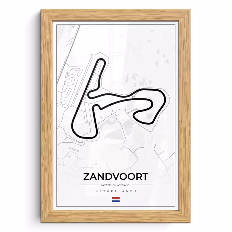 Poster met lijst - Formule 1 - Circuit Zandvoort - Racebaan - Nederland - Circuit - Wit — 1