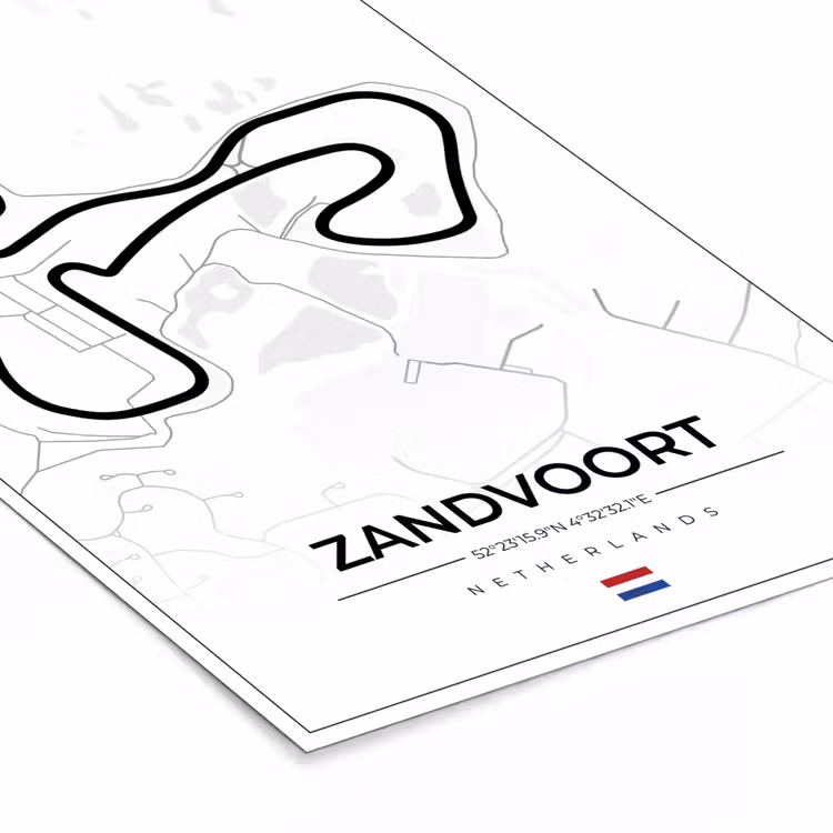 Poster met lijst - Formule 1 - Circuit Zandvoort - Racebaan - Nederland - Circuit - Wit — 7