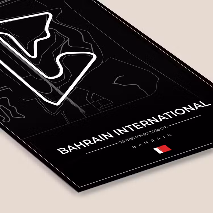 Poster met lijst - Formule 1 - Racebaan - Bahrain International Circuit - Bahrain - Circuit - Zwart — 7