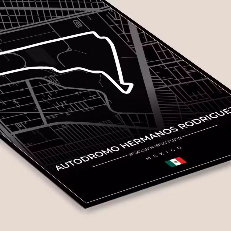 Poster met lijst - Mexico - Circuit - Autodromo Hermanos Rodríguez - Formule 1 - Racing - Zwart — 7