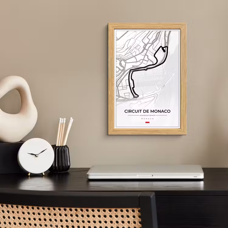 Poster met lijst - Monaco - Formule 1 - Circuit de Monaco - Racebaan - Circuit - Wit — 2