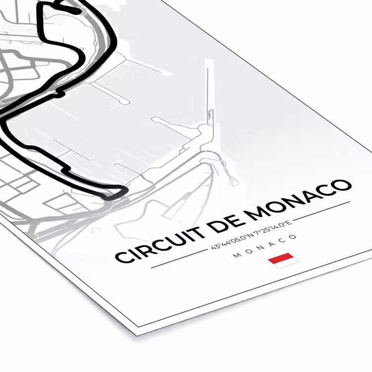 Poster met lijst - Monaco - Formule 1 - Circuit de Monaco - Racebaan - Circuit - Wit — 7