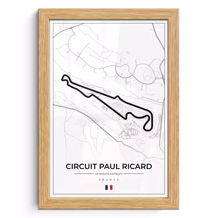 Poster met lijst - Racebaan - F1 - Circuit - Frankrijk - Circuit Paul Ricard - Wit — 1