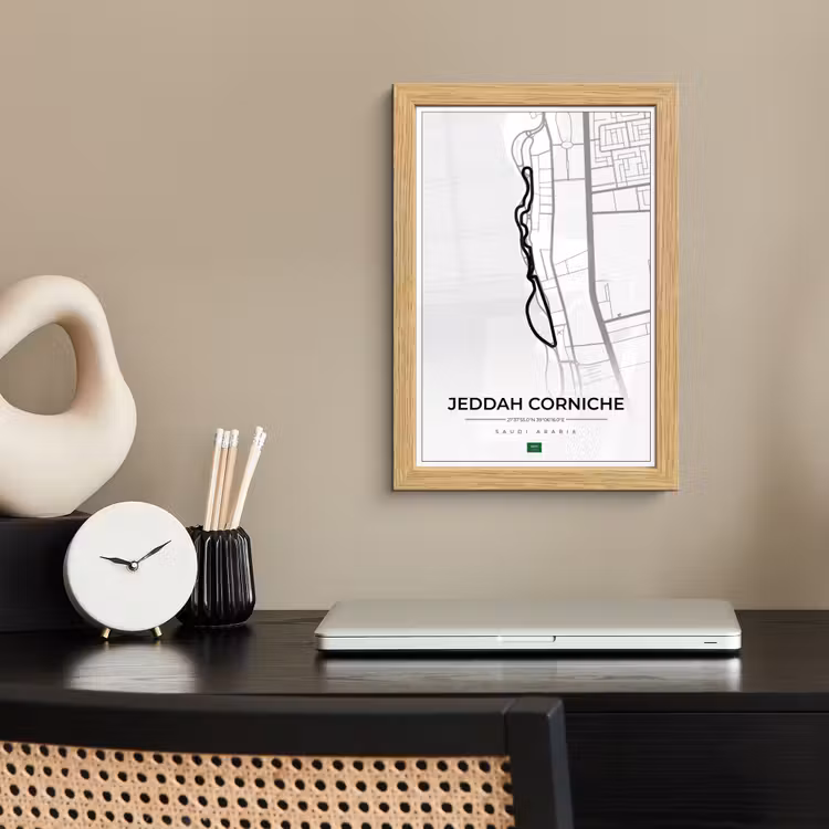 Poster met lijst - Racebaan - Sport - Saudi Arabië - Formule 1 - Jeddah Corniche Circuit - Wit — 2