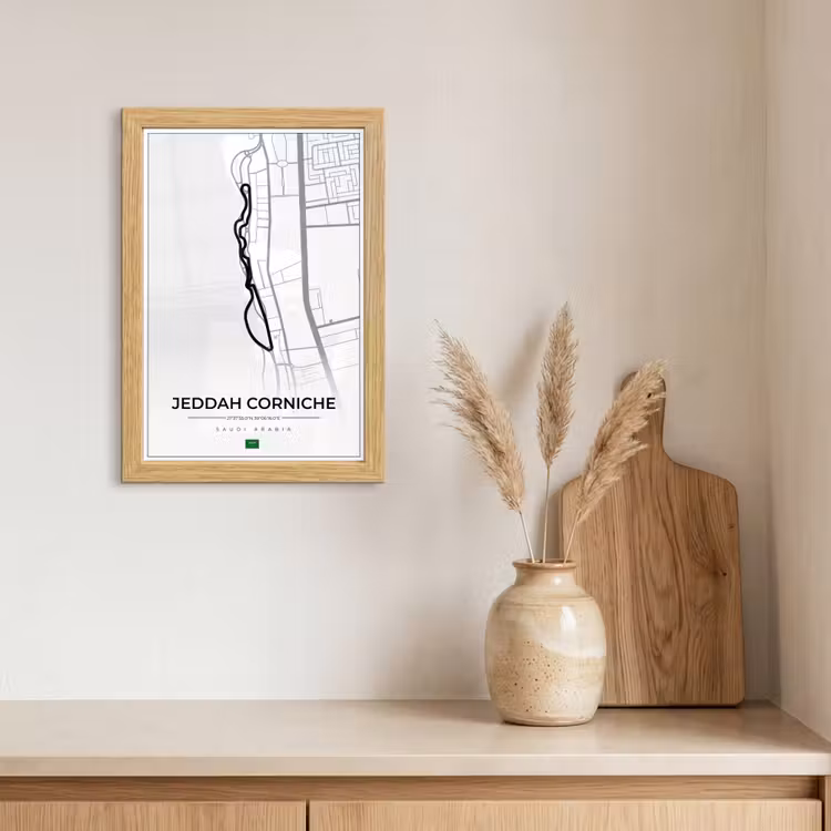 Poster met lijst - Racebaan - Sport - Saudi Arabië - Formule 1 - Jeddah Corniche Circuit - Wit — 3