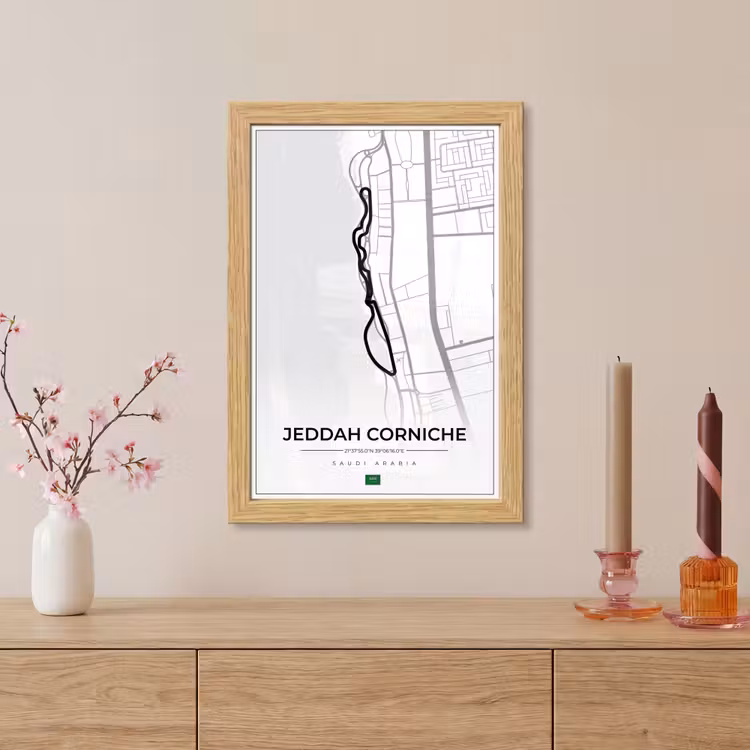 Poster met lijst - Racebaan - Sport - Saudi Arabië - Formule 1 - Jeddah Corniche Circuit - Wit — 5